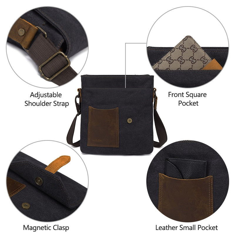 VASCHY Lightweight Irregular Men's Small Messenger Bag