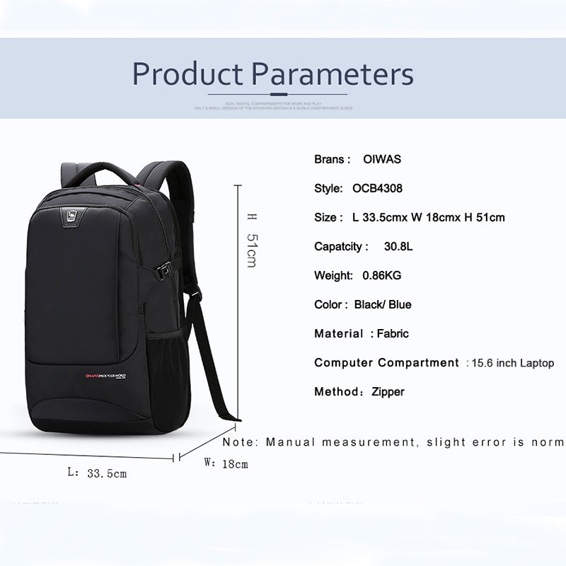OIWAS Men Casual Business Laptop Backpack