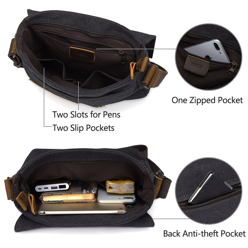 VASCHY Lightweight Irregular Men's Small Messenger Bag