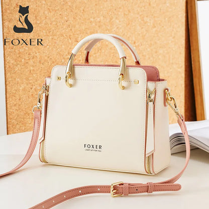 FOXER Split Leather Handbags Women Purse Chic