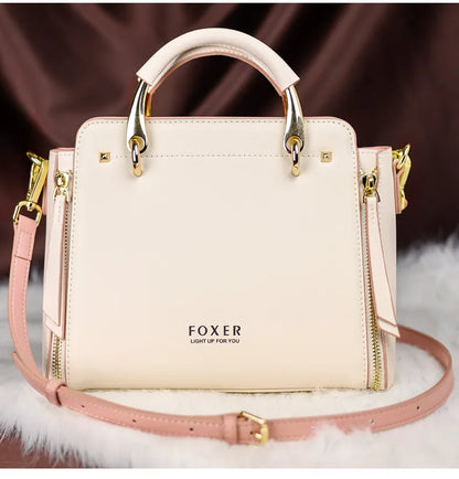 FOXER Split Leather Handbags Women Purse Chic