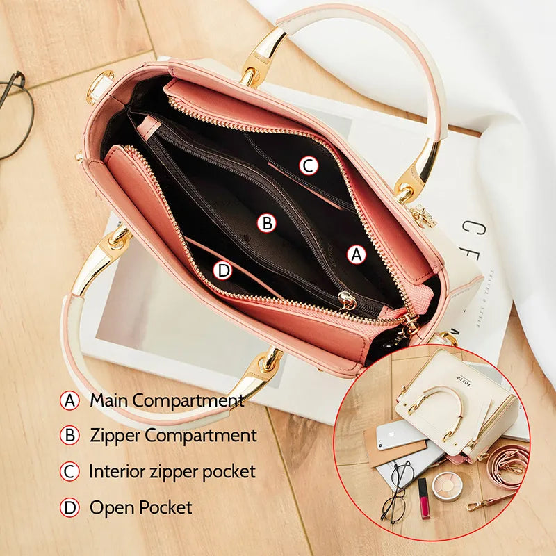 FOXER Split Leather Handbags Women Purse Chic