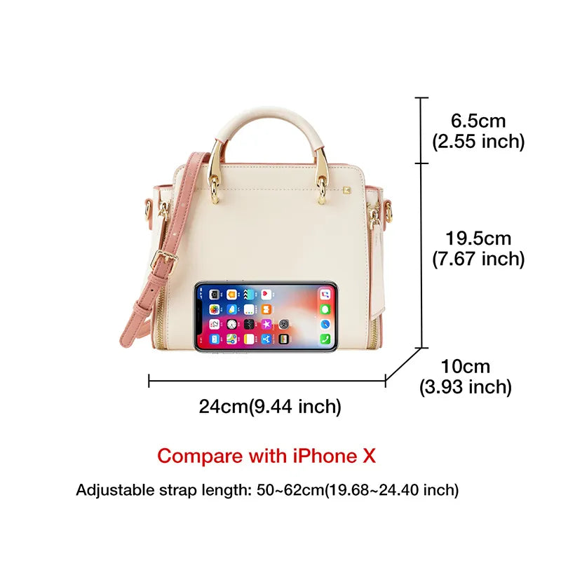 FOXER Split Leather Handbags Women Purse Chic