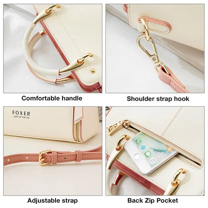 FOXER Split Leather Handbags Women Purse Chic