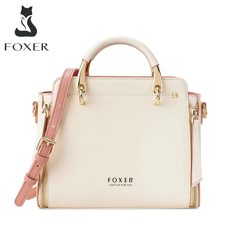 FOXER Split Leather Handbags Women Purse Chic